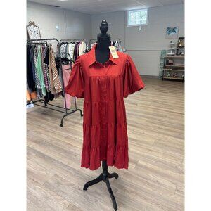 Entro Rust Tiered Dress Plus-Size